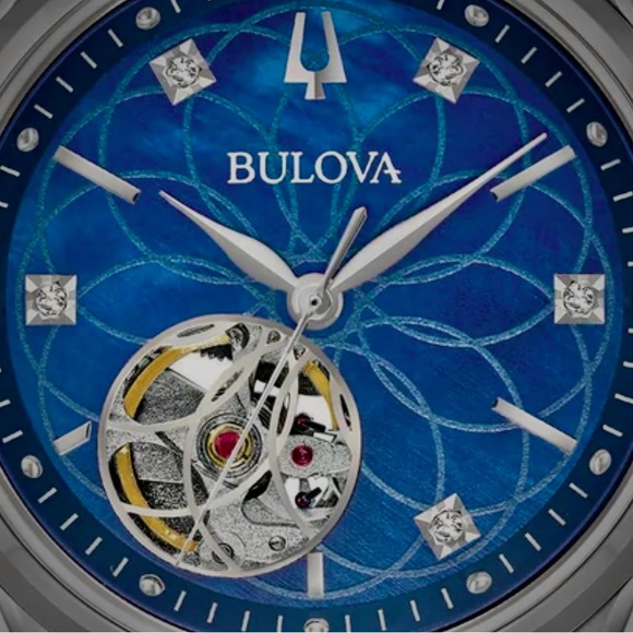 SoldCross listed. Bulova Classic Blue Mother of Pearl/diamond/sapphire - 96P191 - Picture 2 of 8